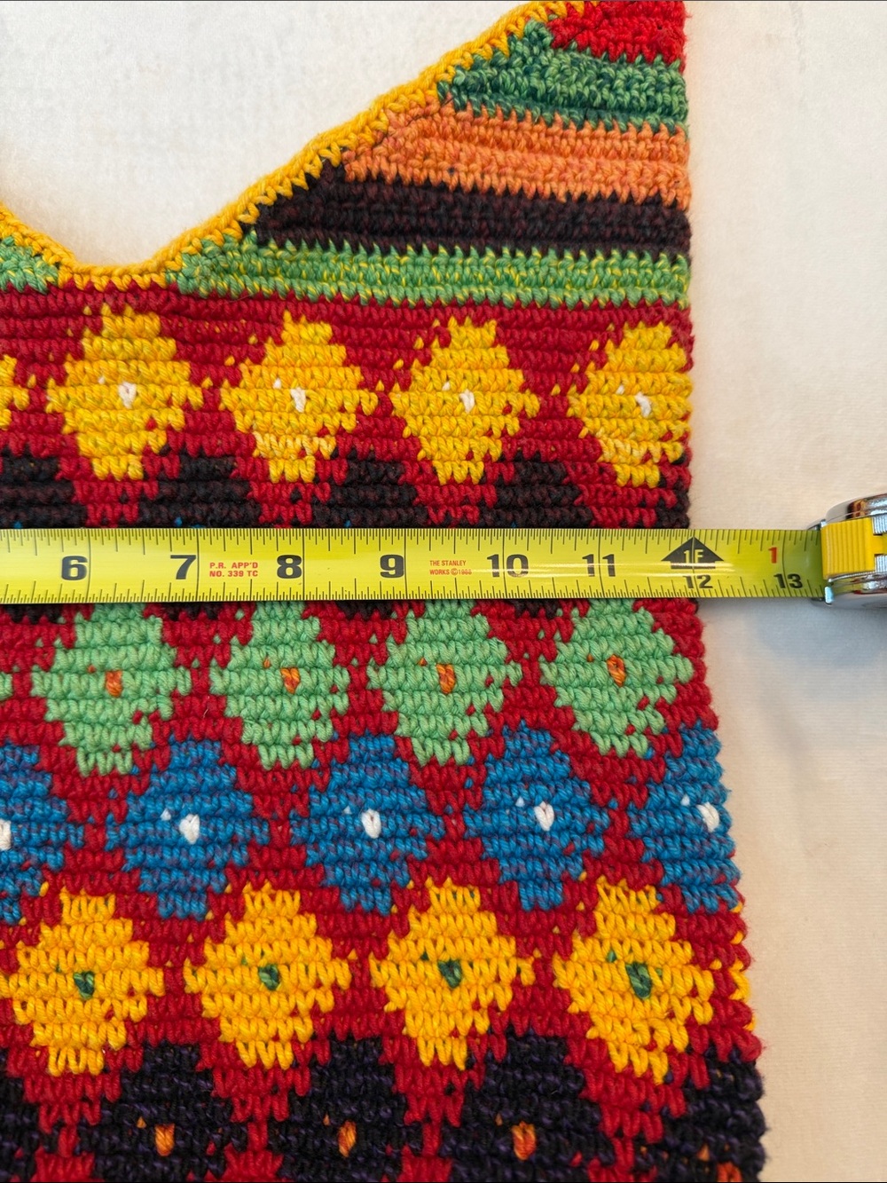 Large Handmade Multicolor Crochet Crossbody Bag - Picture 8 of 10